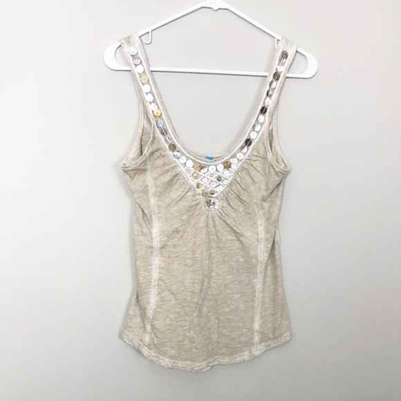 Free People Tops - Free People | Sequin Beige Tank sz M